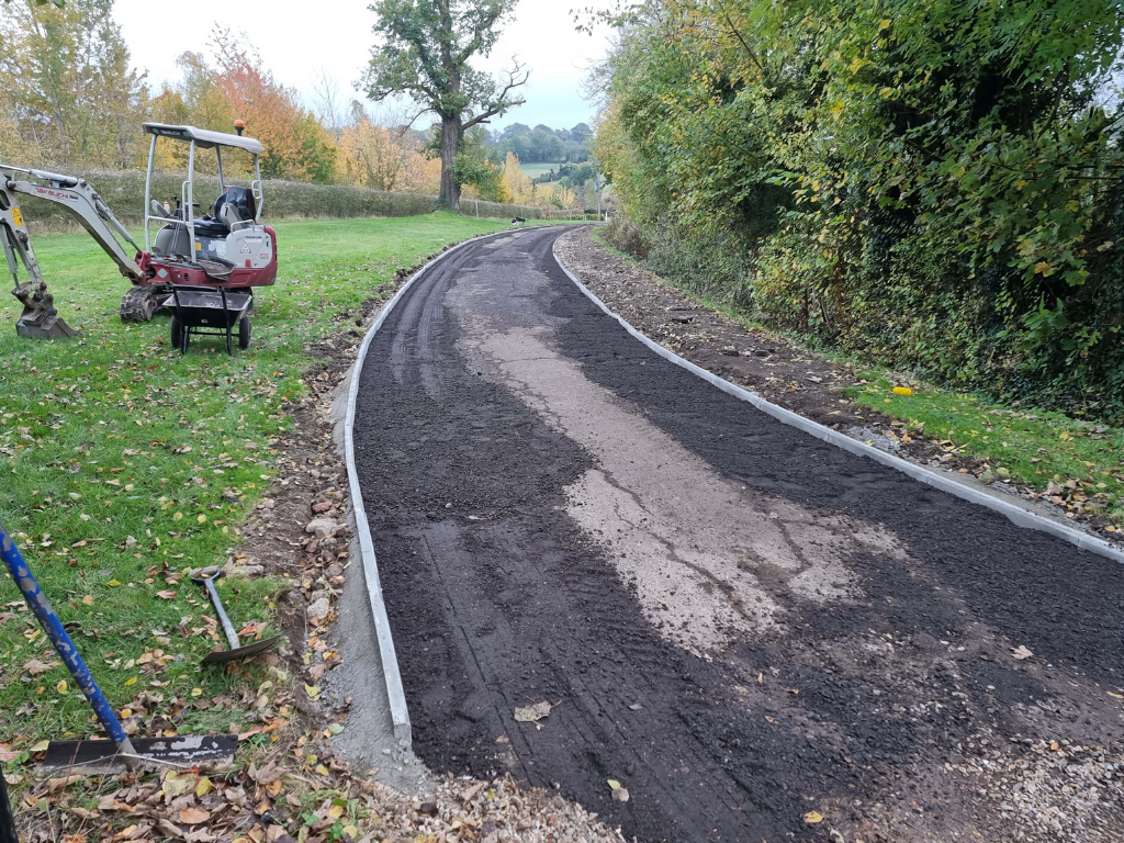 This is a large driveway which is in the process of having a tar and chip driveway installed on by Ipswich Driveway Solutions