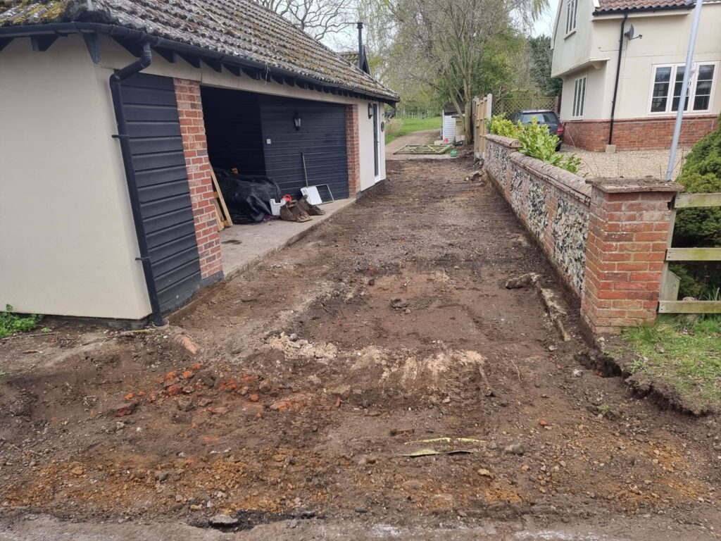 This is a tarmac driveway that is in the process of being dug out and installed by Ipswich Driveway Solutions